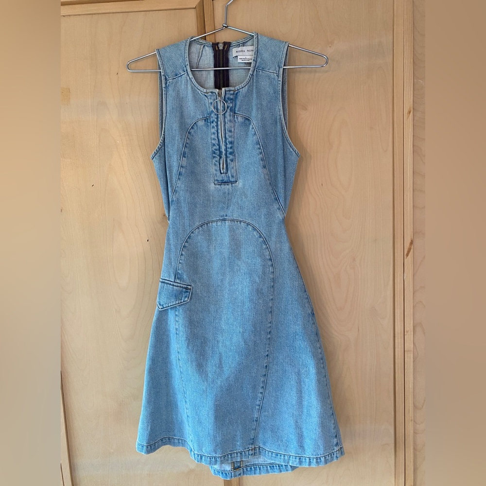 Misha Nonoo Denim Cut-Out Mini Dress - Size 2